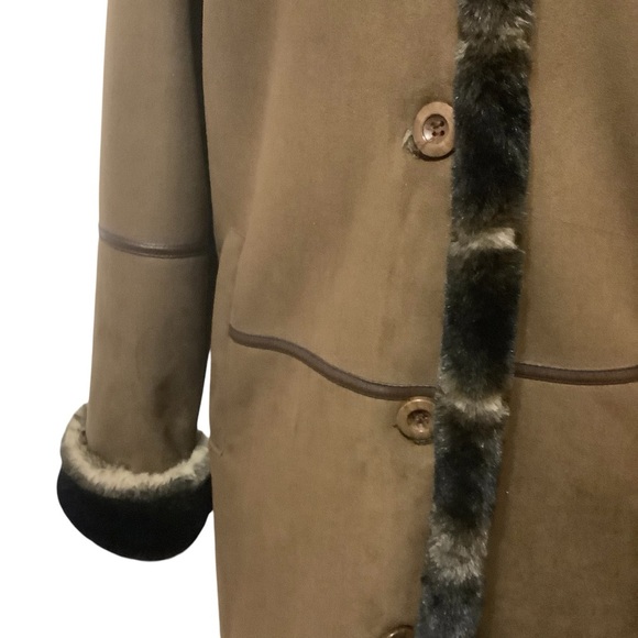 LONDON FOG CHOCOLATE BROWN FULL LENGTH COAT WITH FAUX FUR DETAILS/ Size MP - Picture 7 of 16